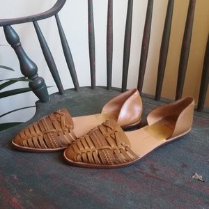 Beige slip on sandals